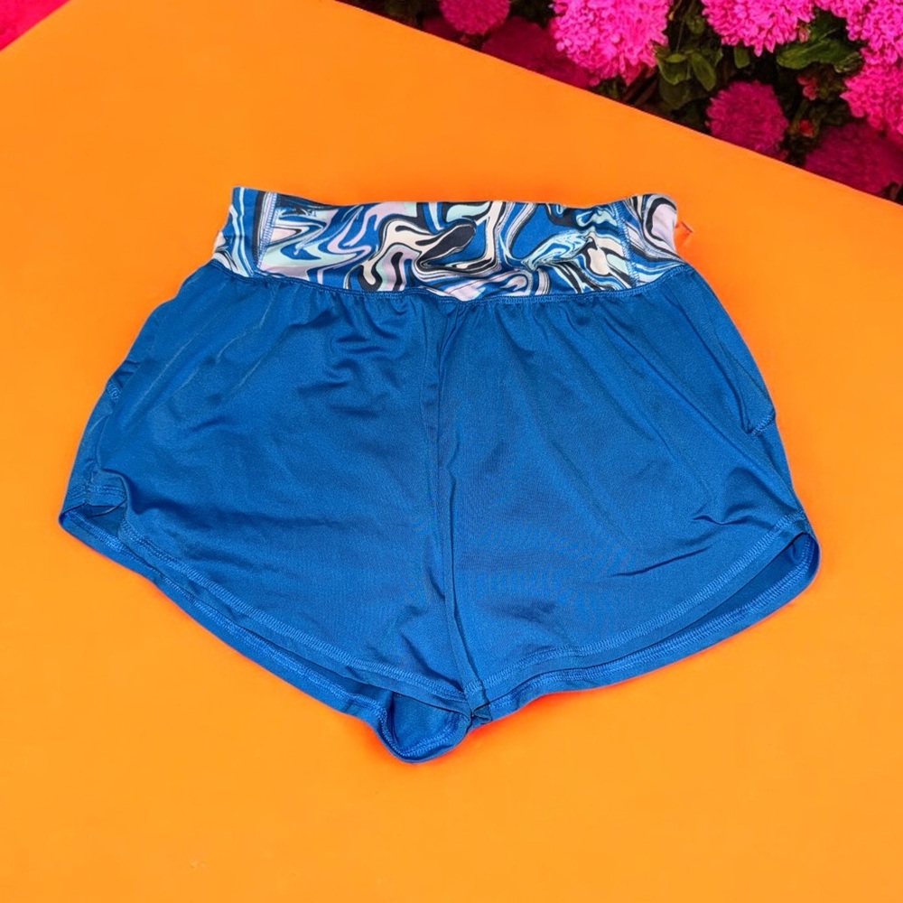 SO Blue Athletic Shorts with Patterned Waistband Juniors (M)